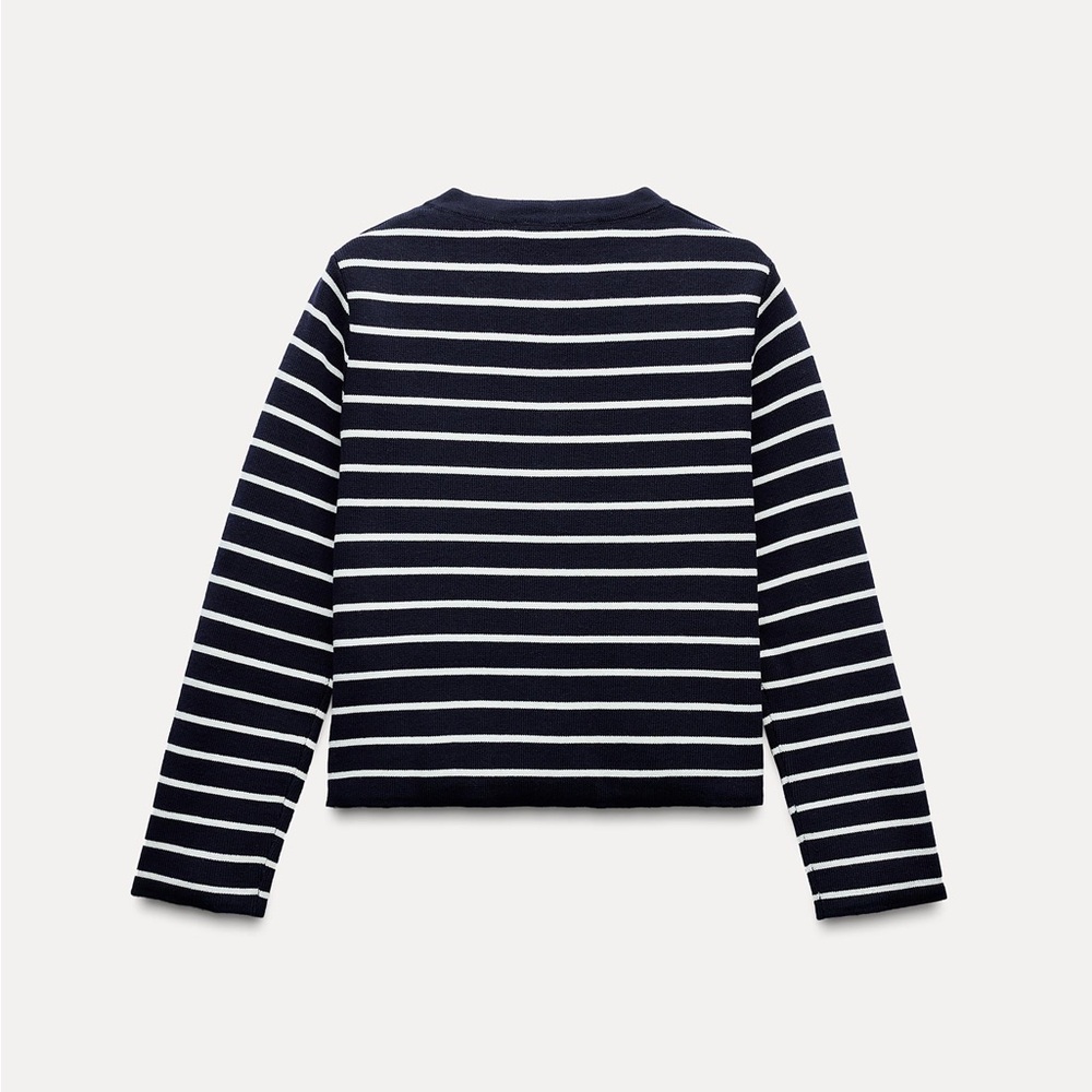 Zara Navy and White Striped Button Cardigan with matching skirt set - Picture 5 of 7